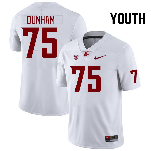 Youth #75 Noah Dunham Washington State Cougars College Football Jerseys Stitched Sale-White - Click Image to Close